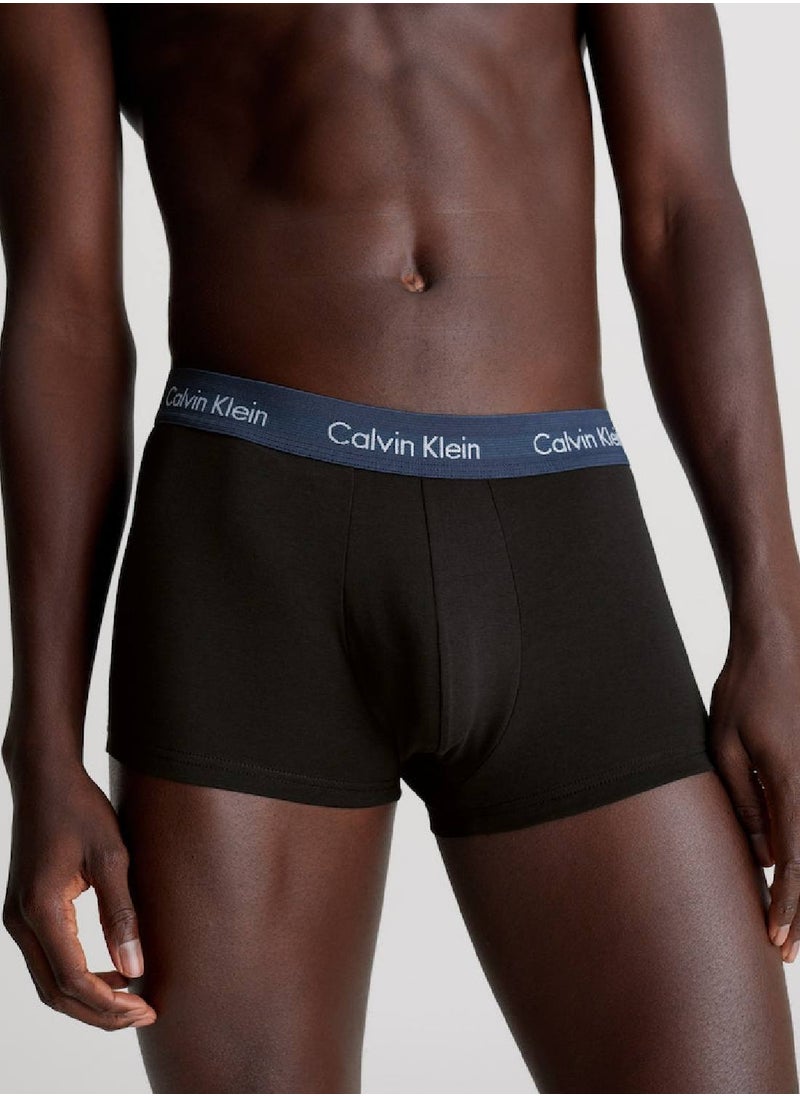 CALVIN KLEIN - Men's 7 Pack Low Rise Trunks - Cotton Stretch -  cotton elastane blend, Black - Image 1