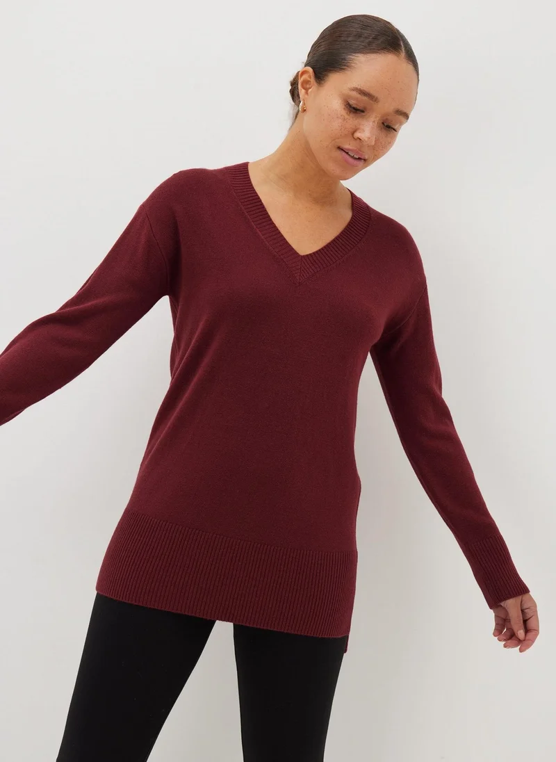 Matalan Burgundy V-Neck Jumper