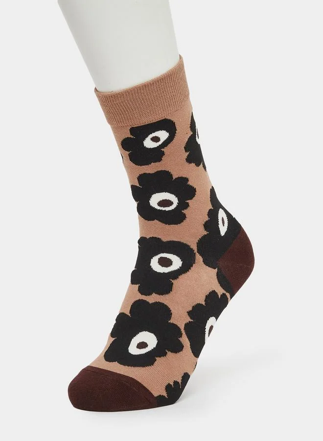 ستايلي مجموعة من 2 جوارب بطبعة زهور