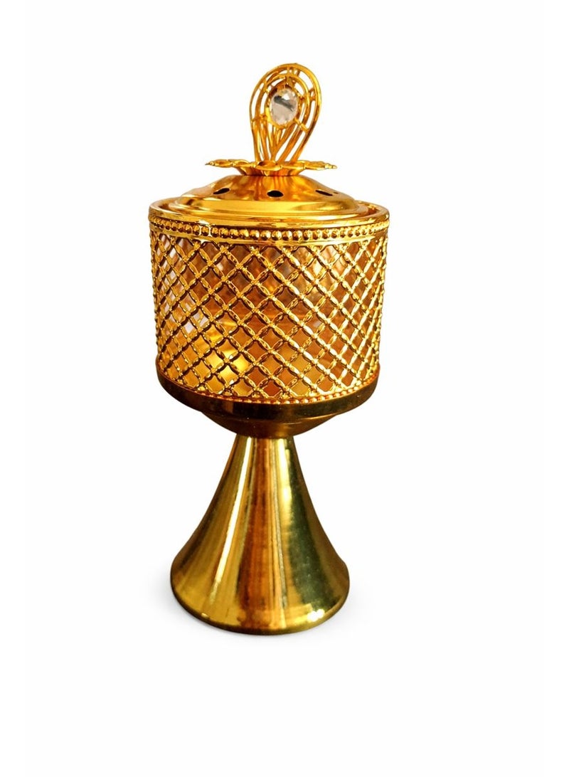 مبخرة بخور لون ذهبي معدن لديكور المنزل و المكتب - Image 1
