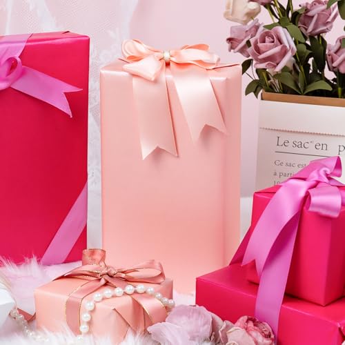 Yarcony Shimmer Baby Pink Wrapping Paper Roll - 17 Inches X 33 Feet - Solid Color Pearly-lustre Gift Wrap Birthday Wrapping Sheets for Baby Shower, Weddings, Christmas and Anniversaries - Image 5