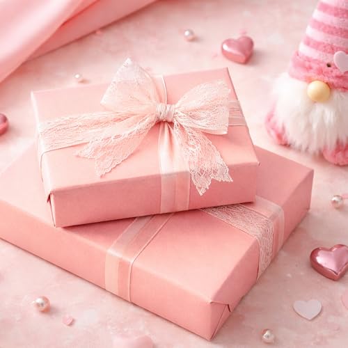 Yarcony Shimmer Baby Pink Wrapping Paper Roll - 17 Inches X 33 Feet - Solid Color Pearly-lustre Gift Wrap Birthday Wrapping Sheets for Baby Shower, Weddings, Christmas and Anniversaries - Image 2