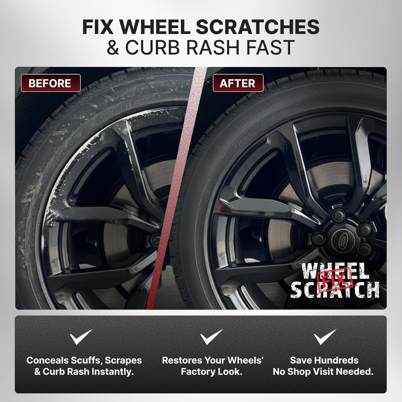 Black Gloss Rim Touch Up Paint Pen, Car Wheel Scratch Repair, Curb Rash Repair, Gloss Black Wheel Paint - Image 2