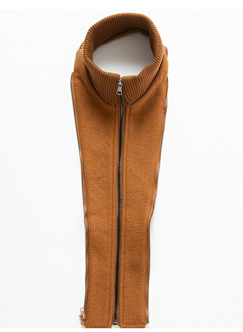 Loquat Men's Double Collar Wool Blend Coat Winter Trench Coat With Detachable Soft Scarf Jacket Khaki  - Image 5