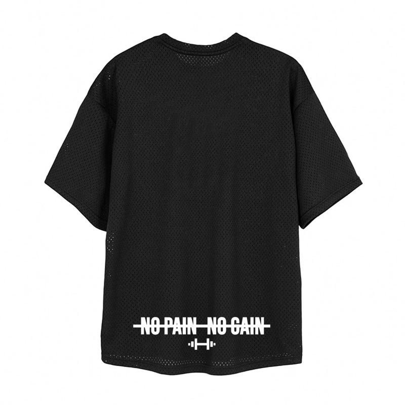 Men''s plus size oversized short sleeve gym mesh breathable training T-shirt Summer Sports heavy weight - Image 1