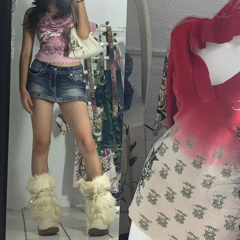 MANGMAO Y2k Grunge Tube Top Women Whimsy Twee Graphic Crop Going Out Bandeau Top Mcbling Emo 2000s Sleeveless Streetwear Pink - Image 3