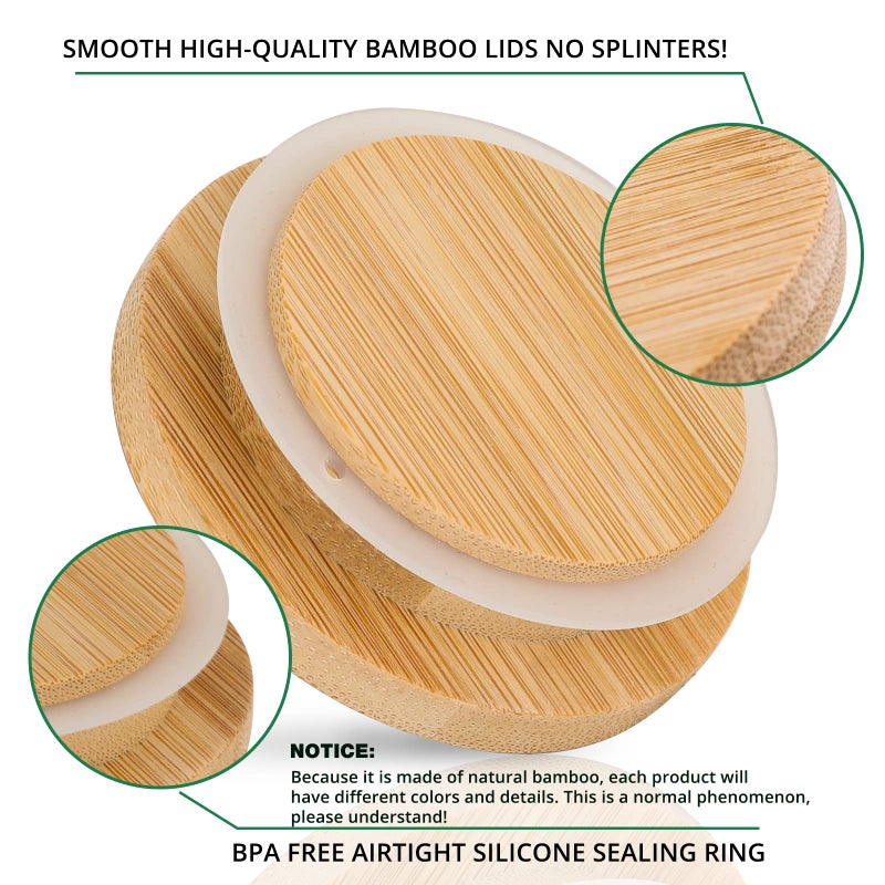 AYUSEB La Fermiere Yogurt Jar lids- 6PC Bamboo Jar Lids for La Fermiere Yogurt Jars,Compatible La Fermiere yogurt, Jar Lids with Silicone Sealing Rings for Mouth Jars Glass Storage Lids,100% Fit & Airtight - Image 5