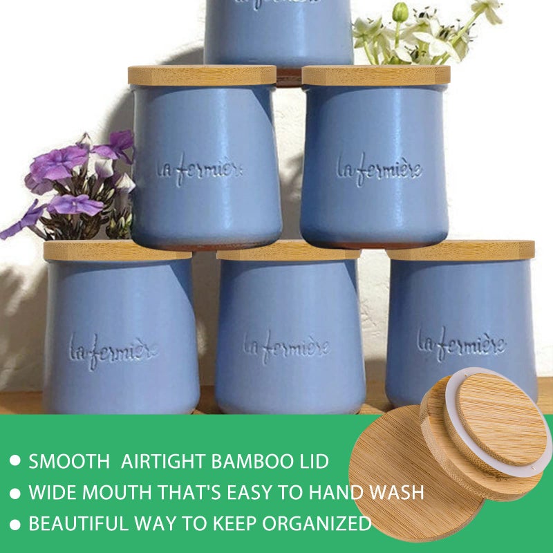 AYUSEB La Fermiere Yogurt Jar lids- 6PC Bamboo Jar Lids for La Fermiere Yogurt Jars,Compatible La Fermiere yogurt, Jar Lids with Silicone Sealing Rings for Mouth Jars Glass Storage Lids,100% Fit & Airtight - Image 3