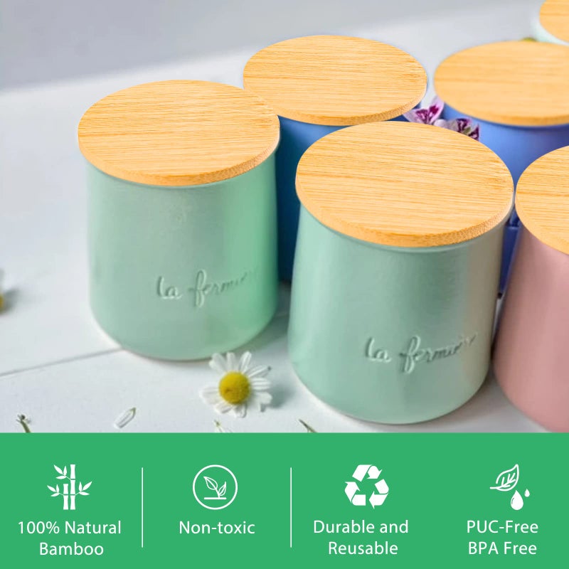 AYUSEB La Fermiere Yogurt Jar lids- 6PC Bamboo Jar Lids for La Fermiere Yogurt Jars,Compatible La Fermiere yogurt, Jar Lids with Silicone Sealing Rings for Mouth Jars Glass Storage Lids,100% Fit & Airtight - Image 2
