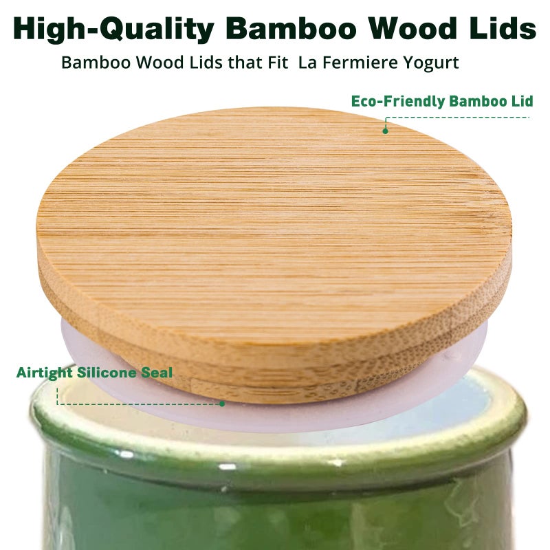 AYUSEB La Fermiere Yogurt Jar lids- 6PC Bamboo Jar Lids for La Fermiere Yogurt Jars,Compatible La Fermiere yogurt, Jar Lids with Silicone Sealing Rings for Mouth Jars Glass Storage Lids,100% Fit & Airtight - Image 4