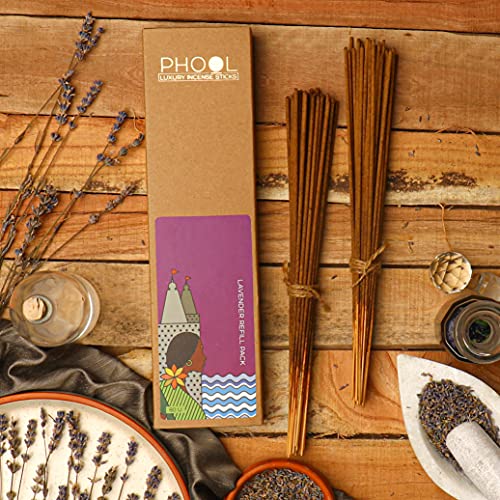 Phool Luxury Incense Lavender Refill Pack – 80 Organic Charcoal & Sulphur-Free Agarbatti (200g), Relaxation & Sleep Aroma, Aromatherapy - Image 3