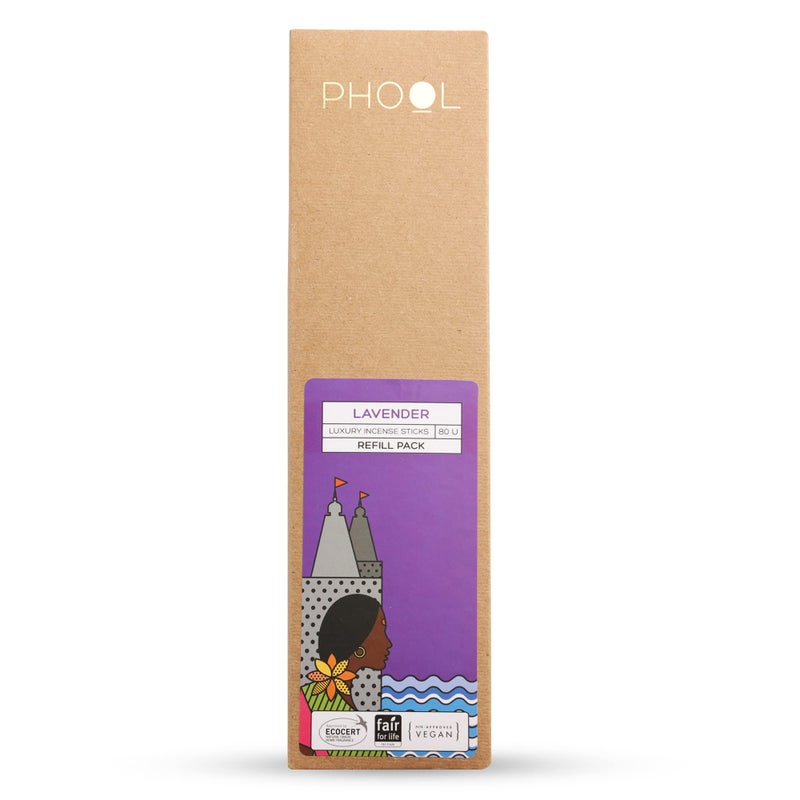 Phool Luxury Incense Lavender Refill Pack – 80 Organic Charcoal & Sulphur-Free Agarbatti (200g), Relaxation & Sleep Aroma, Aromatherapy - Image 5