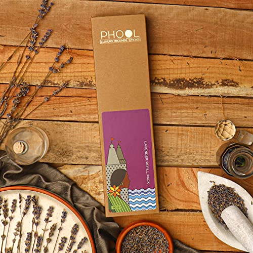Phool Luxury Incense Lavender Refill Pack – 80 Organic Charcoal & Sulphur-Free Agarbatti (200g), Relaxation & Sleep Aroma, Aromatherapy - Image 2