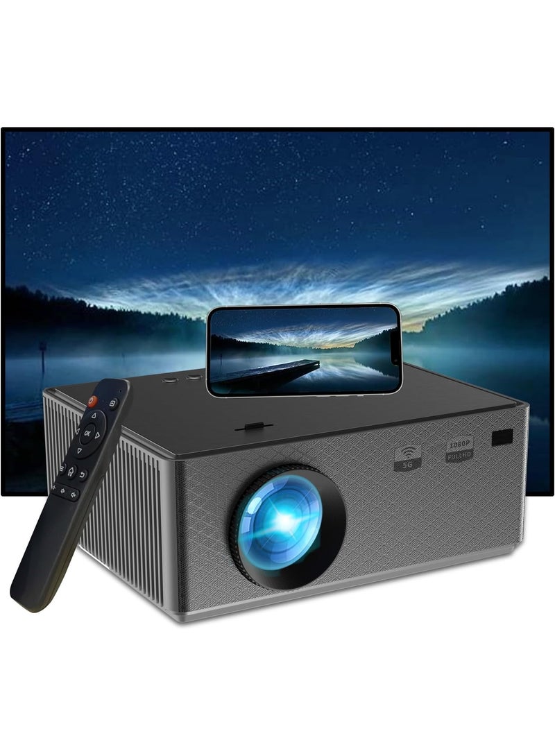 جهاز عرض ميني 5G واي فاي وبلوتوث – دقة 1080P، يدعم 4K، إضاءة 8500 لومن، سينما منزلية محمولة، متوافق مع اللابتوب والموبايل والتلفزيون – أسود - Image 1