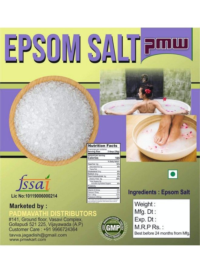 PMW Grade A Quality Epsom Bath Salts Spa Salt For Massage & Relaxation 500 Grams Loose Packed - Image 1