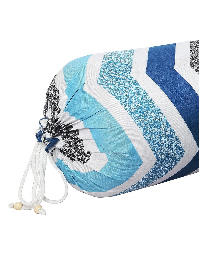 Kuber Industries Kuber Industries Zig Zag Print Soft Luxurious Decorative Cotton Bolster Cover Set of 6 16x32 Blue  - Image 5