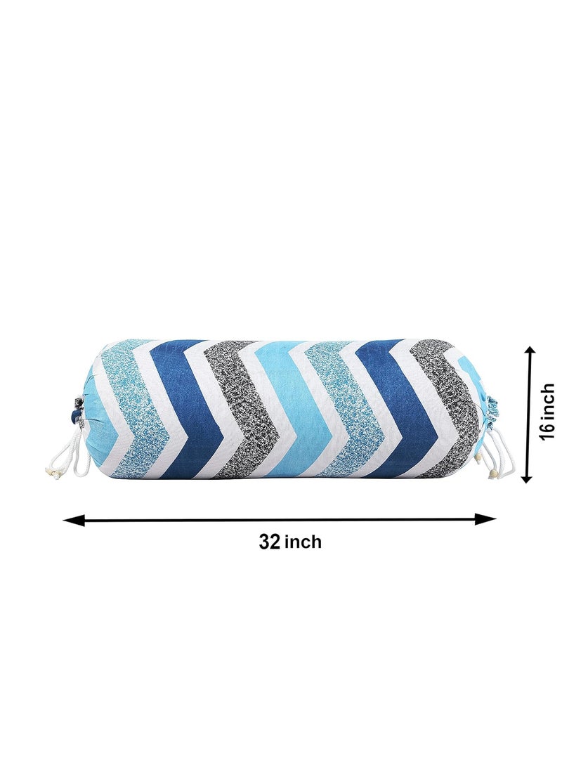 Kuber Industries Kuber Industries Zig Zag Print Soft Luxurious Decorative Cotton Bolster Cover Set of 6 16x32 Blue  - Image 4