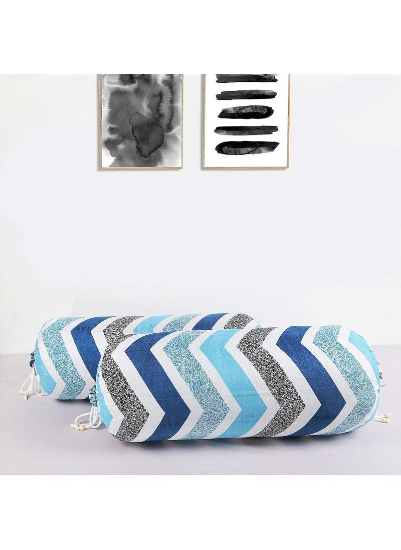 Kuber Industries Kuber Industries Zig Zag Print Soft Luxurious Decorative Cotton Bolster Cover Set of 6 16x32 Blue  - Image 3