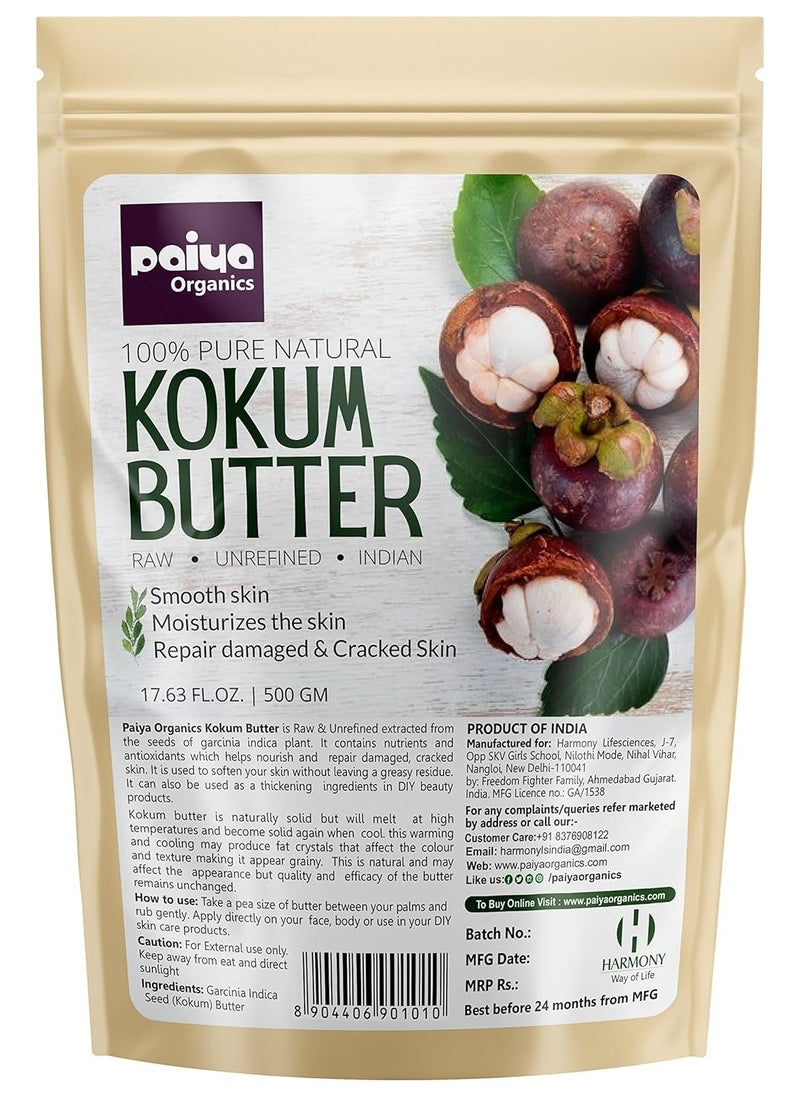 Paiya Organics - Pure Natural 500g Kokum Butter Raw Unrefined Indian Great For Moisturizing Skin Nourishing Hair Stretch Mark Sunburn and DIY Product - Image 1