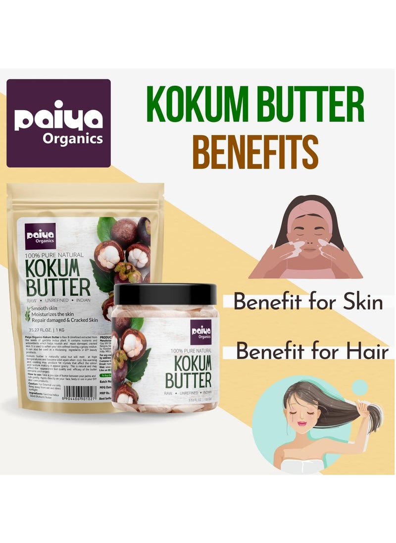 Paiya Organics - Pure Natural 500g Kokum Butter Raw Unrefined Indian Great For Moisturizing Skin Nourishing Hair Stretch Mark Sunburn and DIY Product - Image 1
