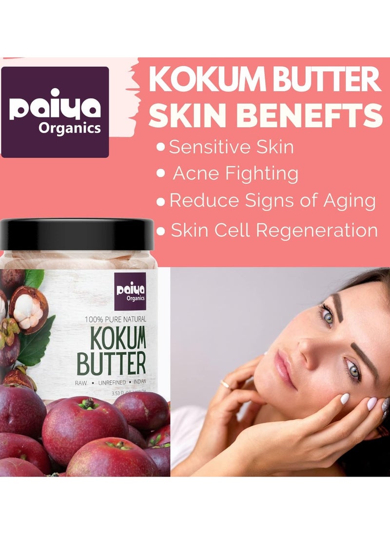 Paiya Organics - Pure Natural 500g Kokum Butter Raw Unrefined Indian Great For Moisturizing Skin Nourishing Hair Stretch Mark Sunburn and DIY Product - Image 1