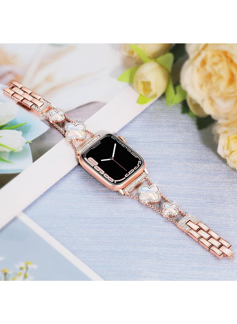Y&D For Apple Watch 38/40/41MM Fashion Diamond Clover Metal Strap  - Image 5