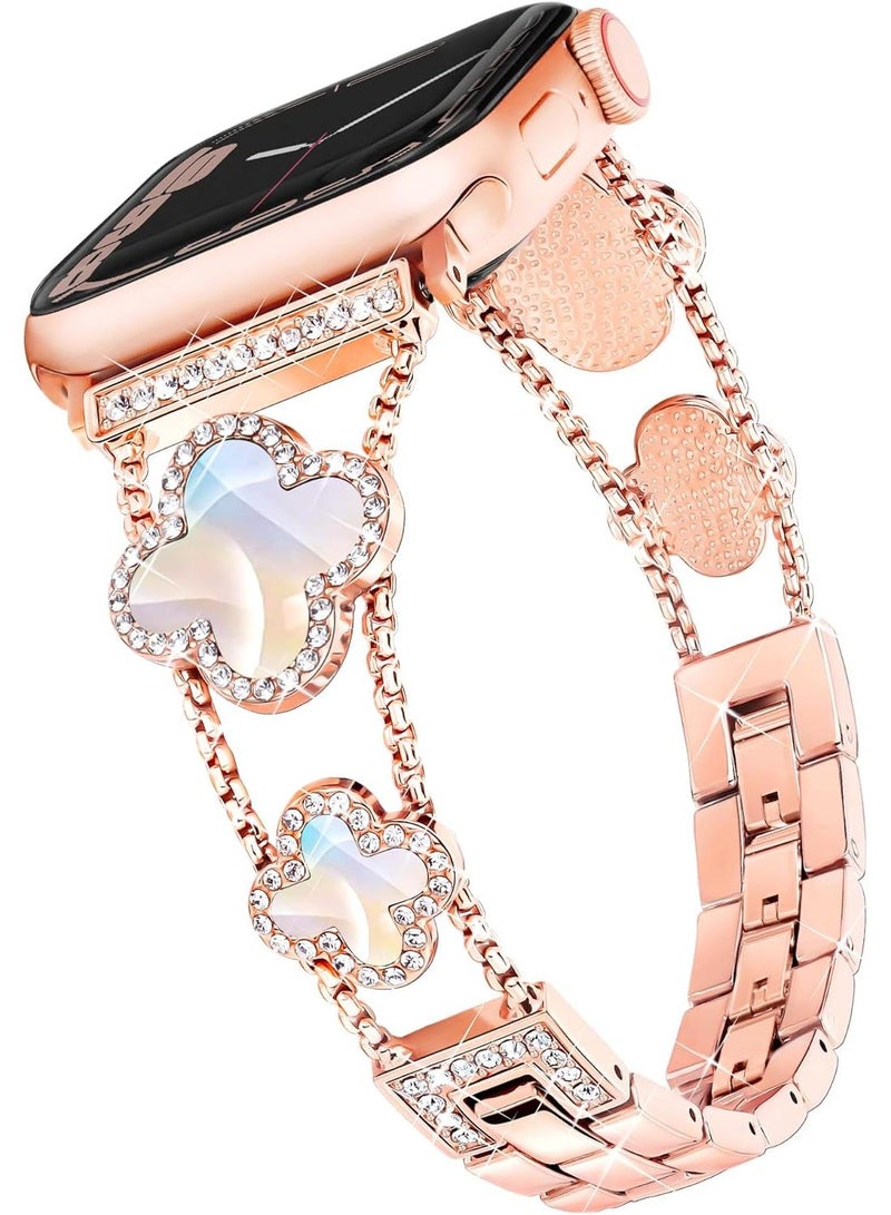 Y&D For Apple Watch 38/40/41MM Fashion Diamond Clover Metal Strap  - Image 2