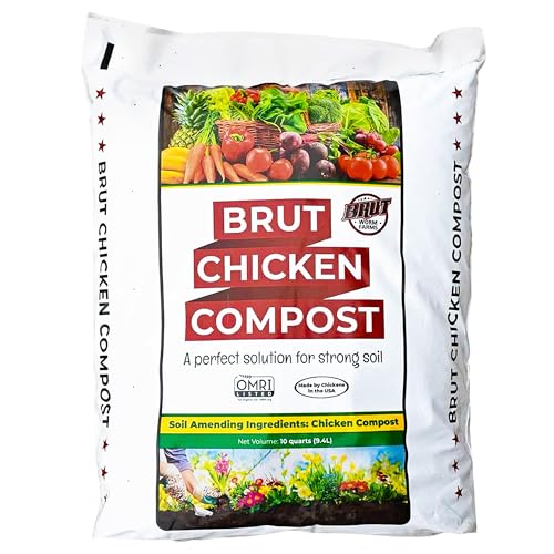 BRUT WORM FARMS Brut Chicken Compost – Nutrient-Rich 100% Composted Chicken Manure Soil Amendment – Safe, Pure Organic Compost – Additive-Free Soil Fertilizer for Vegetable Gardens, Flowers, & Indoor Plants – 10 Qrt - Image 1