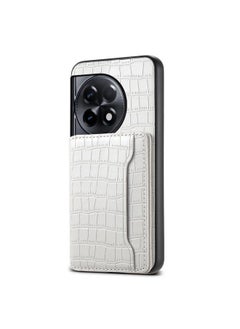 For OnePlus Ace 2 Crocodile Texture Card Bag Design Full Coverage Phone Case(White)