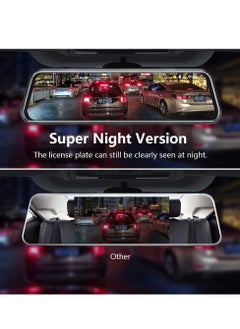 spa luxetique 10-inch Mirror Night Vision, 1080P Full Touch Screen Front and Rear View for Cars, Loop Recording Streaming Media 170° Wide Angle Parking Assistance with 10 Meters Cable  - Image 4