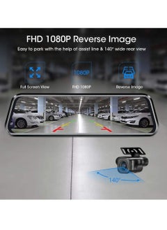 spa luxetique 10-inch Mirror Night Vision, 1080P Full Touch Screen Front and Rear View for Cars, Loop Recording Streaming Media 170° Wide Angle Parking Assistance with 10 Meters Cable  - Image 5