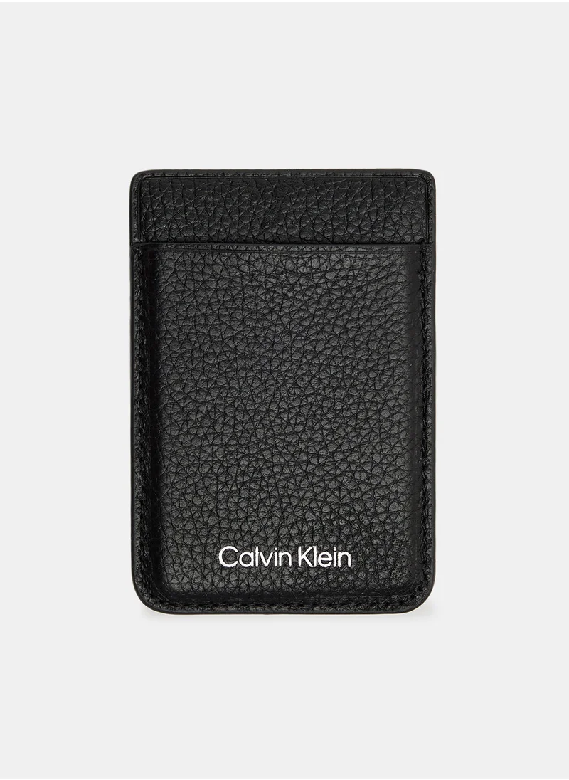 كالفن كلاين Logo Charm and Leather Card Holder