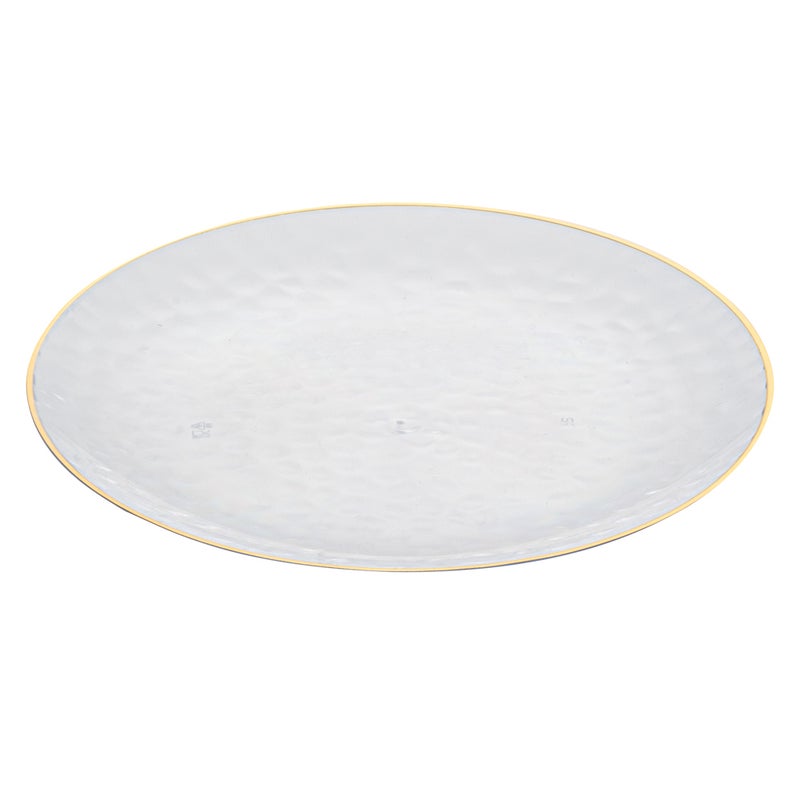 Restaurantware Restaurantware-Moderna 7.1 Inch Premium Disposable Plates, 200 Durable Plastic Plates For Parties - Gold-rimmed, Heavy-duty, Clear Plastic Dinner Plates, For Warm And Cold Foods, Ideal For Restaurants - Image 1