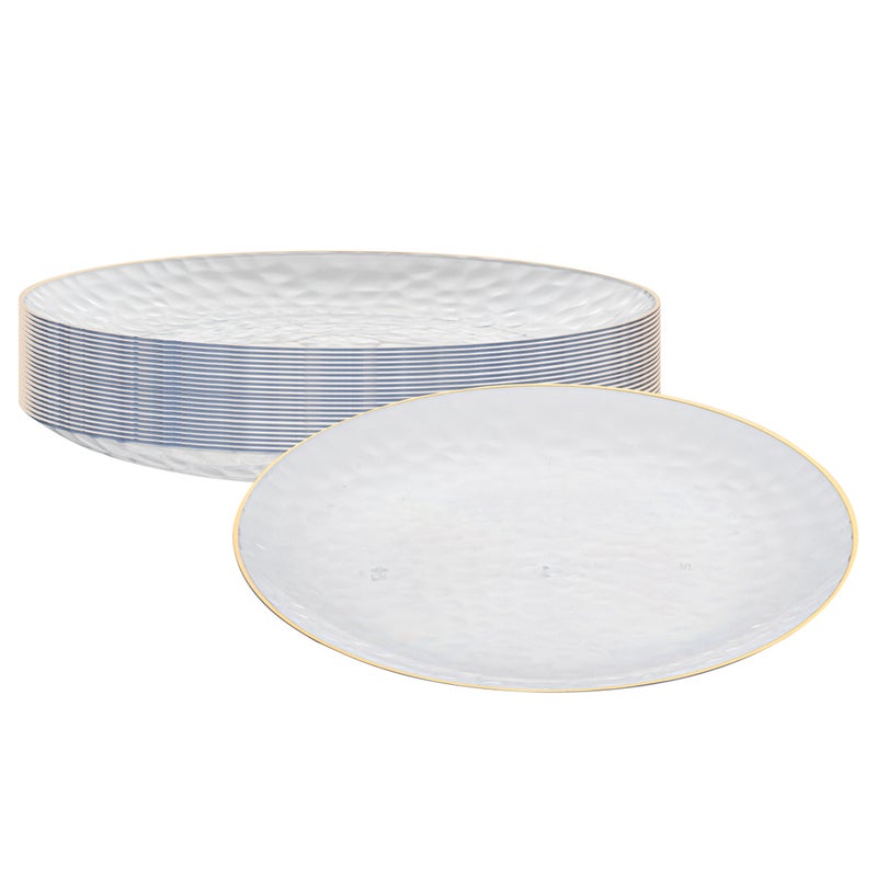 Restaurantware Restaurantware-Moderna 7.1 Inch Premium Disposable Plates, 200 Durable Plastic Plates For Parties - Gold-rimmed, Heavy-duty, Clear Plastic Dinner Plates, For Warm And Cold Foods, Ideal For Restaurants - Image 2