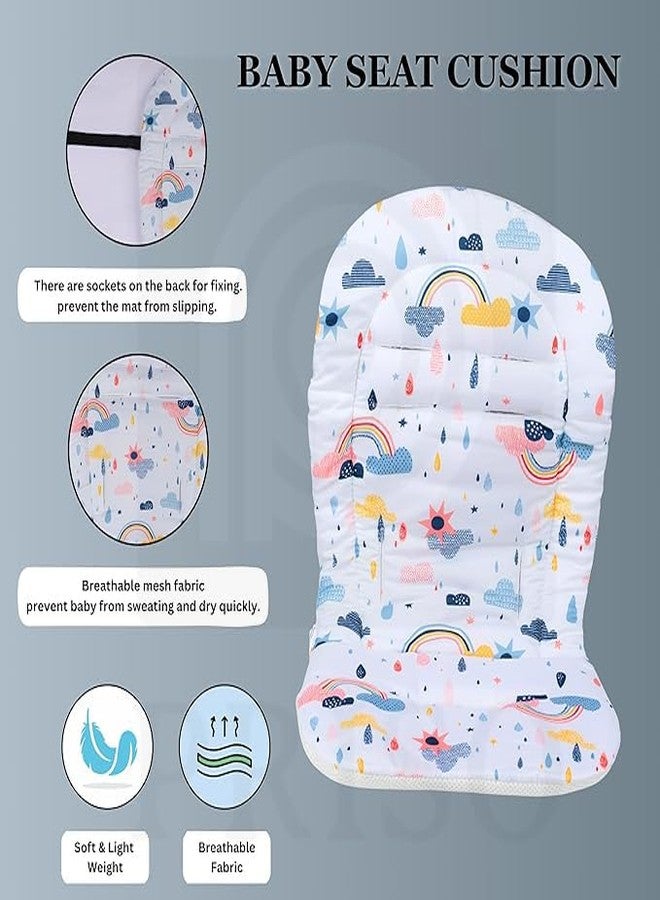 PRISO Child Stroller High Chair Seat Cushion Dining Chair Liner Mat Pad Cover Protector Accessories Soft Thick, Rainbow Design Cushion Accessories. (Whitecolor) - Image 4