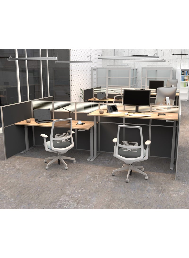 Flexispot Standing Desk Dual Motor 3 Stages Electric Stand Up Desk 160cmx75cm Height Adjustable Desk Home Office Desk White Frame + Oak Desktop - Image 2