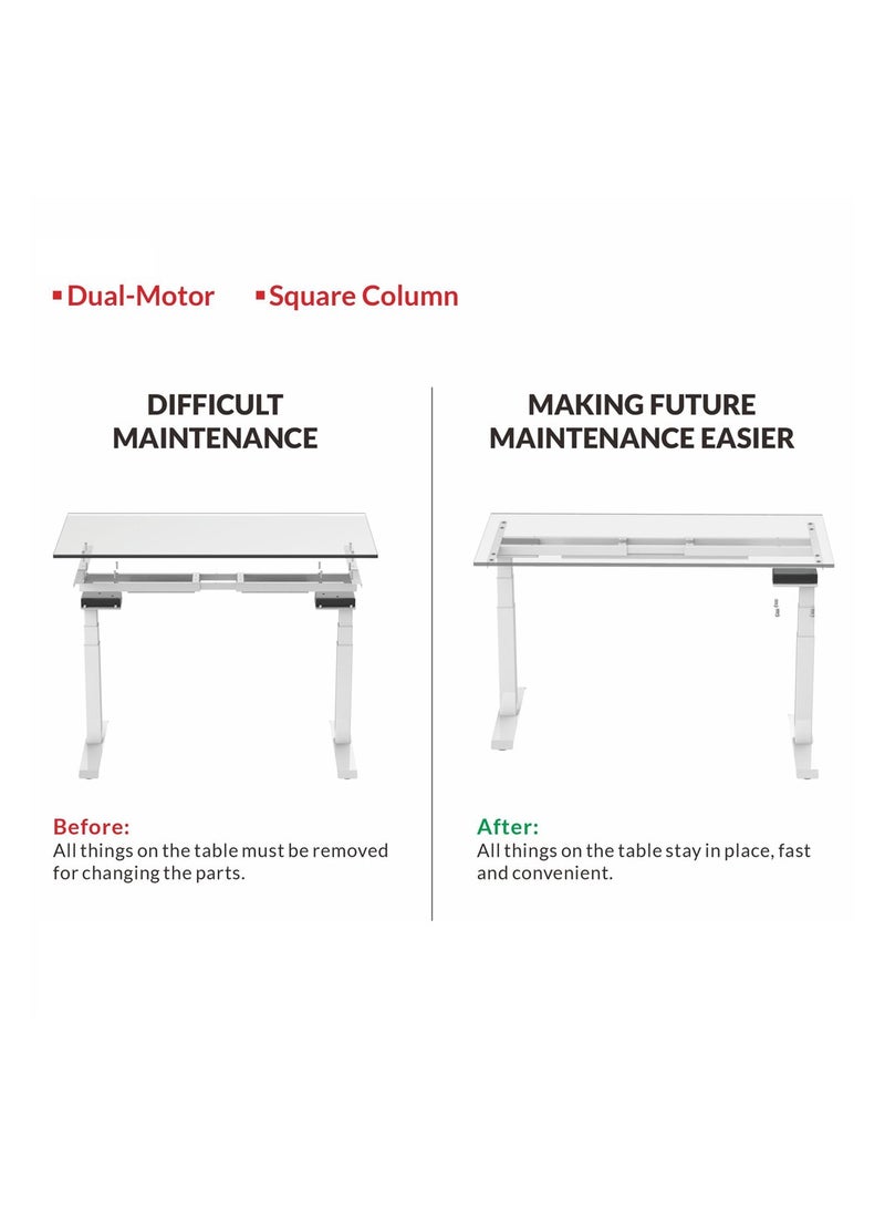 Flexispot Standing Desk Dual Motor 3 Stages Electric Stand Up Desk 160cmx75cm Height Adjustable Desk Home Office Desk White Frame + Oak Desktop - Image 4