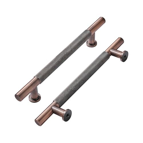 khtumeware 10 Pack 8 Inch203mm Drawer Handles Knurled Brushed Antique Copper Cabinet Pulls Drawer Pulls Kitchen Hardware Kitchen Handles for Cabinets Cupboard Handles - Image 1