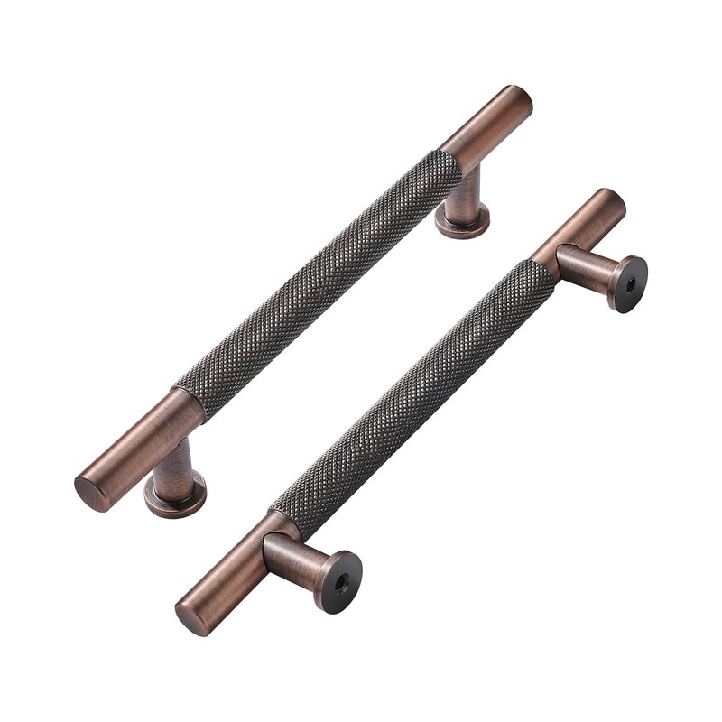 khtumeware 10 Pack 8 Inch203mm Drawer Handles Knurled Brushed Antique Copper Cabinet Pulls Drawer Pulls Kitchen Hardware Kitchen Handles for Cabinets Cupboard Handles - Image 2