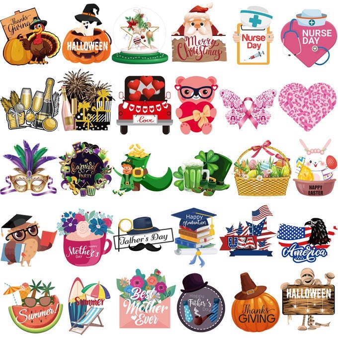 30 Pcs Holiday Magnets Easter Summer Mothers Day Fathers Day Magnets Set Decorative Refrigerator Magnets for Home Festival Locker Whiteboard Dishwasher Magnetic Kitchen Decorations