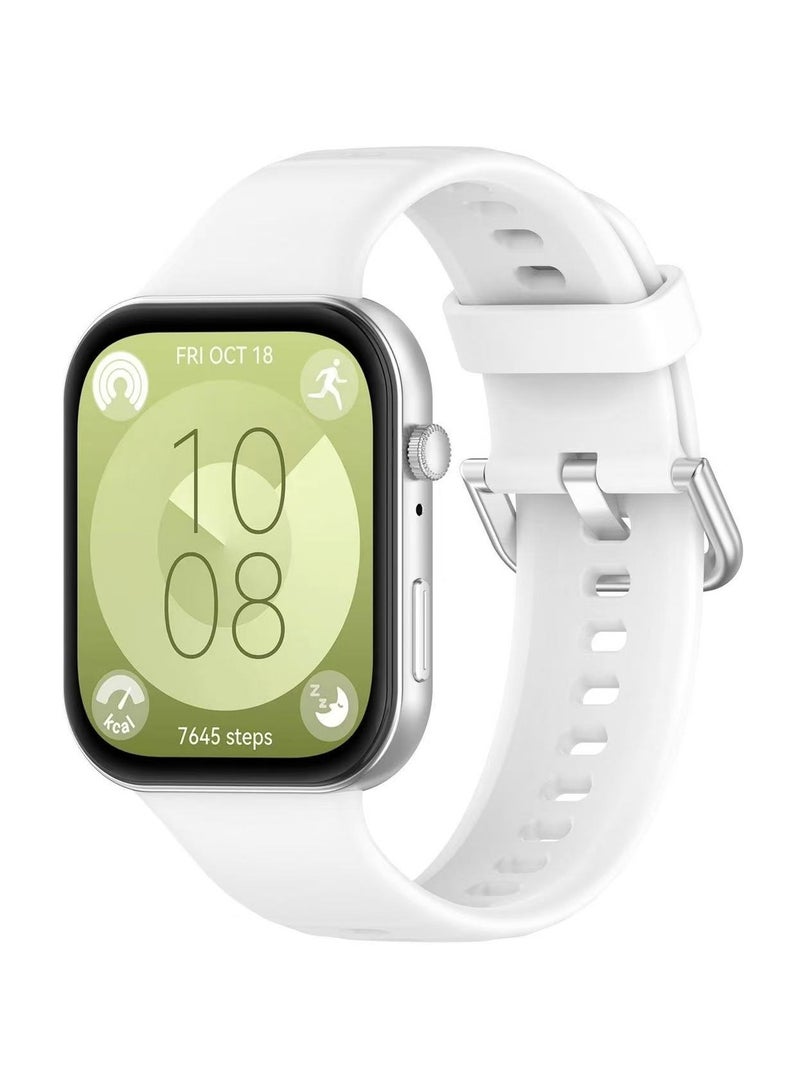 DKNG Wristbands compatible with Huawei Watch Fit 3 Strap Silicone Bracelet Quick Release Armband Replacement Strap White - Image 1