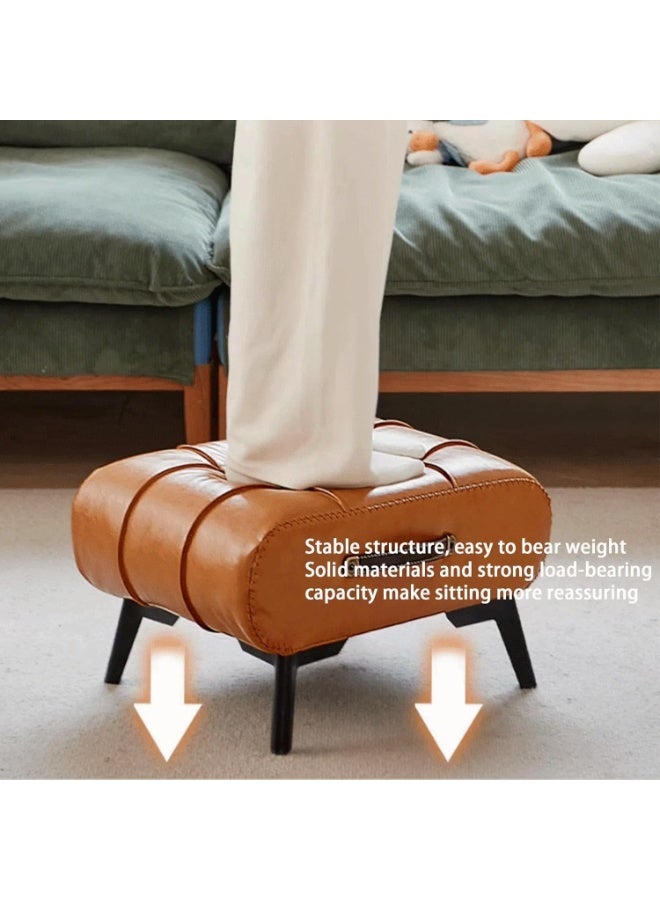 XiuWoo Vintage Footstool Ottoman, Stylish and Functional Footrest, Foot Stool,  Modern Cushion Ottoman Bench, Home Chair with Handle for Home, Office - Image 4