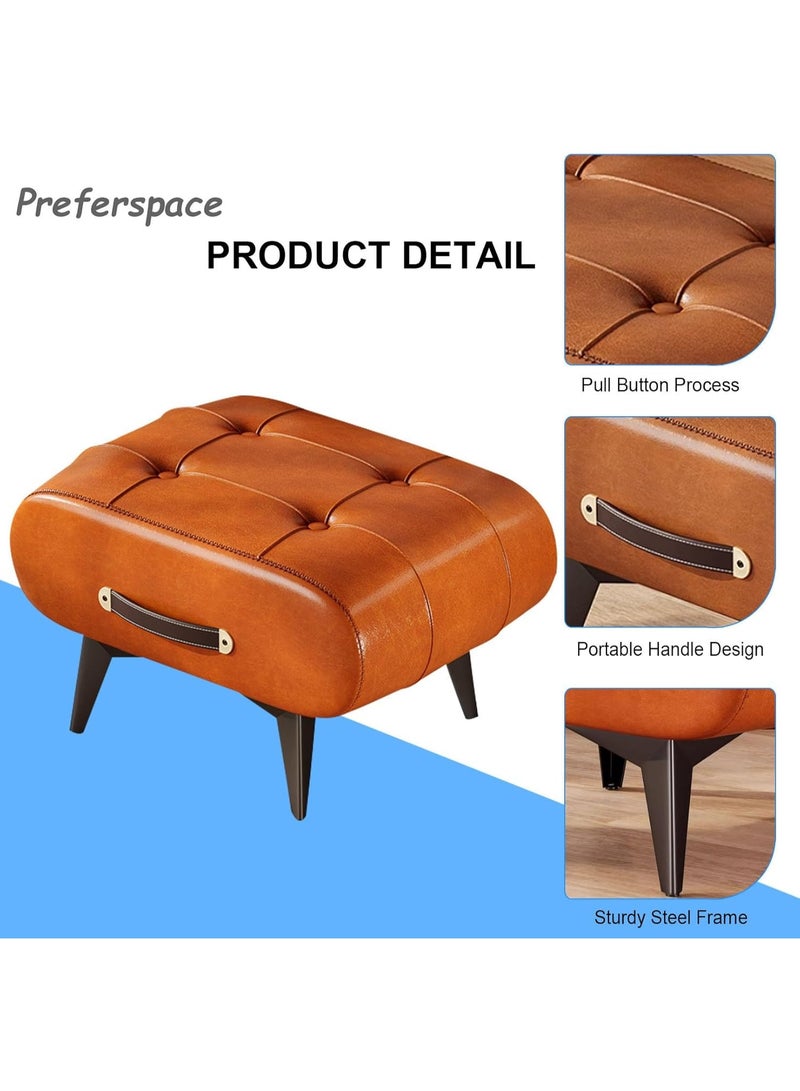 XiuWoo Vintage Footstool Ottoman, Stylish and Functional Footrest, Foot Stool,  Modern Cushion Ottoman Bench, Home Chair with Handle for Home, Office - Image 2