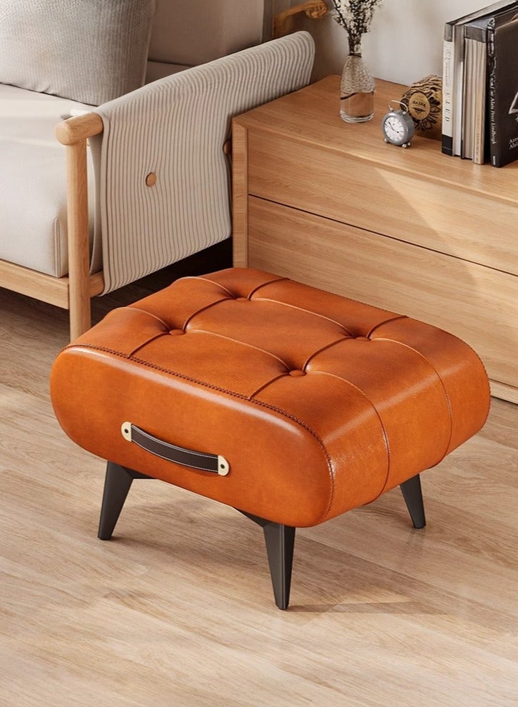 XiuWoo Vintage Footstool Ottoman, Stylish and Functional Footrest, Foot Stool,  Modern Cushion Ottoman Bench, Home Chair with Handle for Home, Office - Image 1