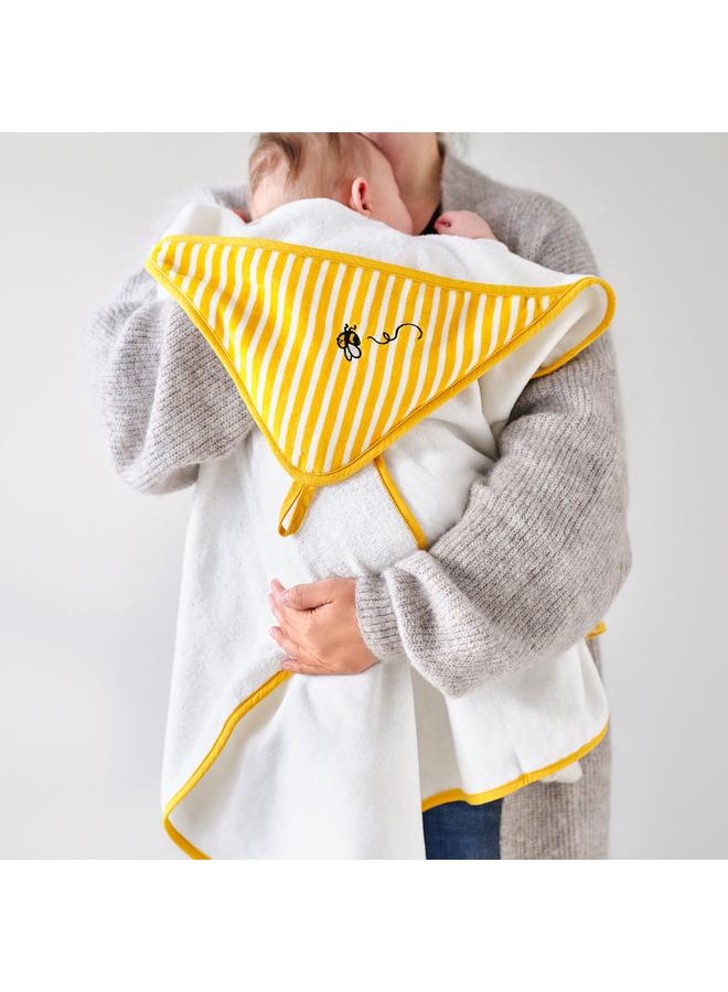 Zaboon Baby towel with hood, yellow, 80x80 cm - Image 4