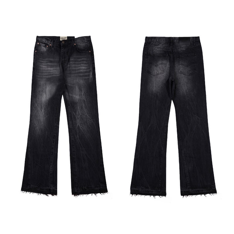 G D Hand-Painted Splash-Ink Splicing Drawstring High Street Casual Sports Pants Slightly Flared Pants Men'S Denim Pants Women - Image 1