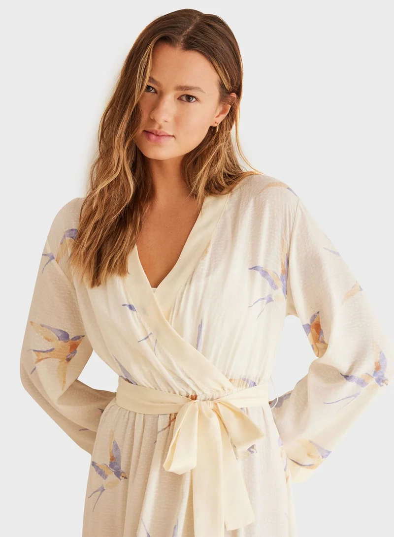 women'secret Long Printed Dress With Belt