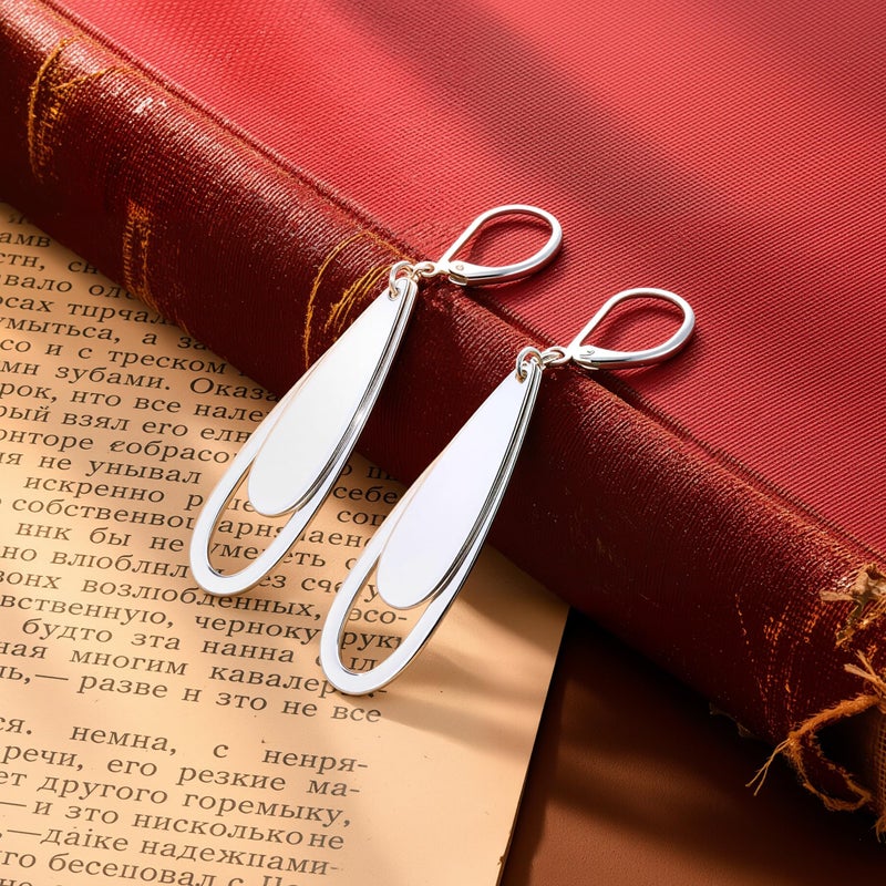 ALEXCRAFT 925 Sterling Silver Dangle Earrings for Women, Trendy Sliver Handmade Layer Dangling Earrings Jewelry Hypoallergenic Lightweight Leverback Dangly Drop Earring Jewelry for Gifts - Image 3