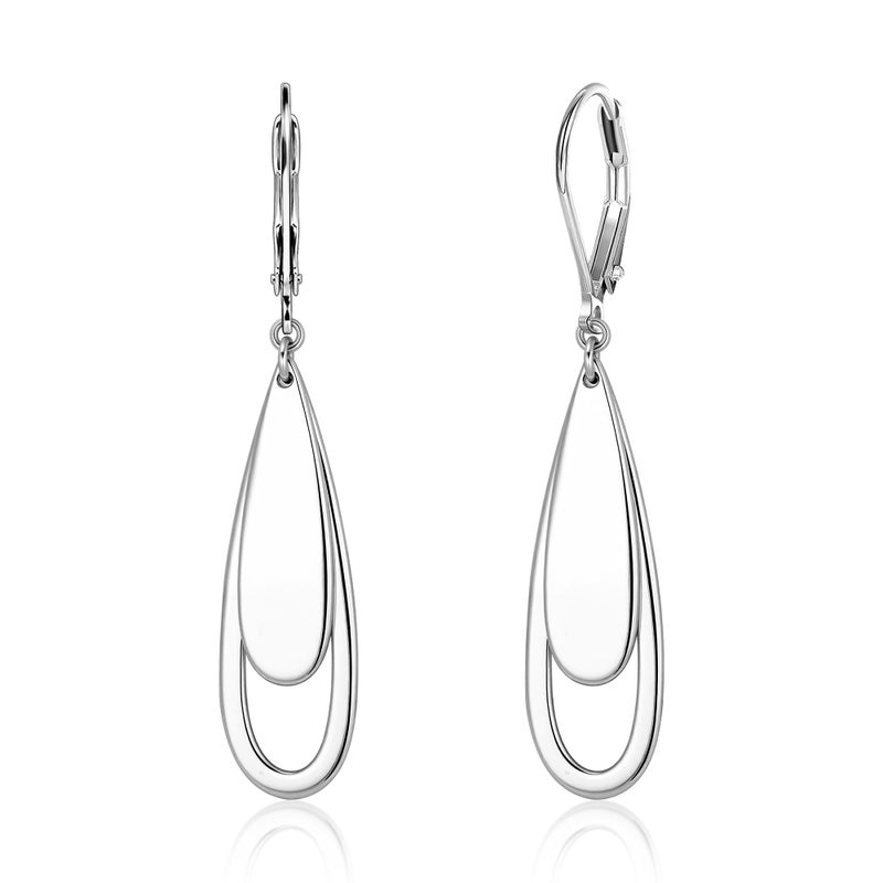 ALEXCRAFT 925 Sterling Silver Dangle Earrings for Women, Trendy Sliver Handmade Layer Dangling Earrings Jewelry Hypoallergenic Lightweight Leverback Dangly Drop Earring Jewelry for Gifts - Image 1
