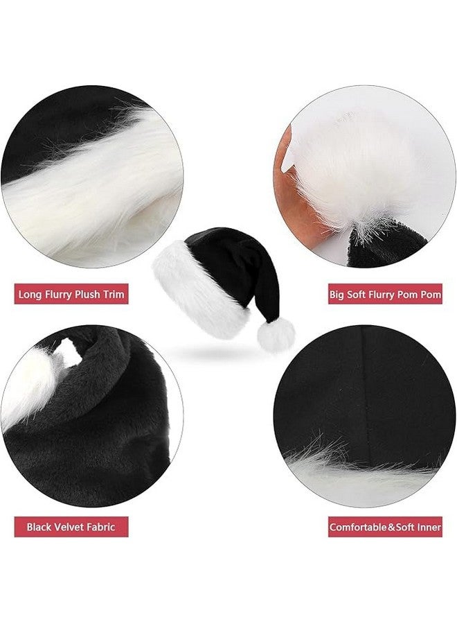 CCINEE CCINEE Santa Hat for Adults, Black Plush Santa Hats Velvet Christmas Hat for Home Decoration Party Supplies - Image 3